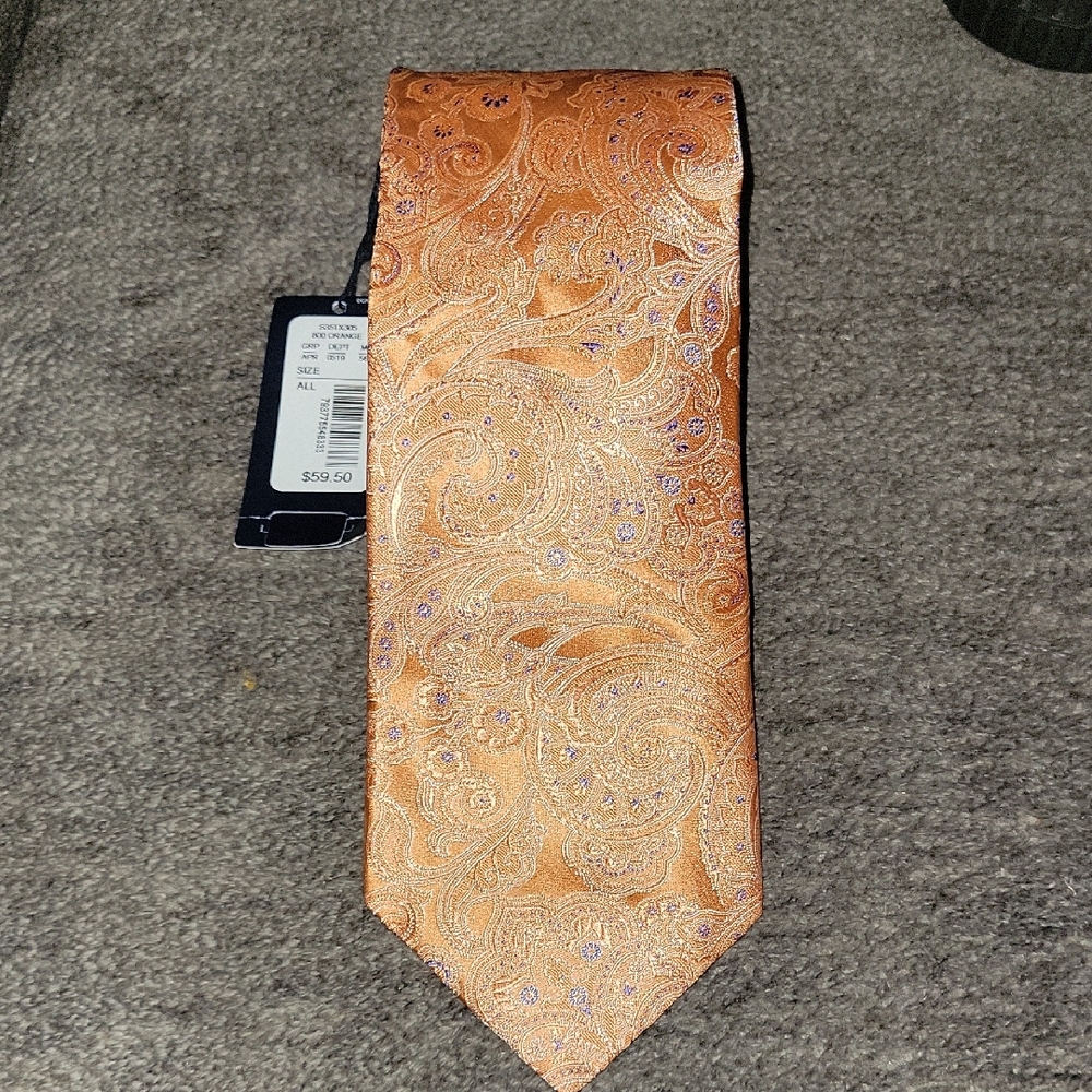 Orange Paisley Silk Tie